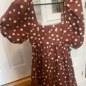 Brown Polka Dot Abercrombie & Fitch Puff Sleeve Mini Dress